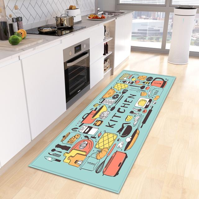 Kitchen Floor Mat Doormat for Living Room Bedroom Door Balcony Decorative Floormat Non-slip Long Strip Area Carpet