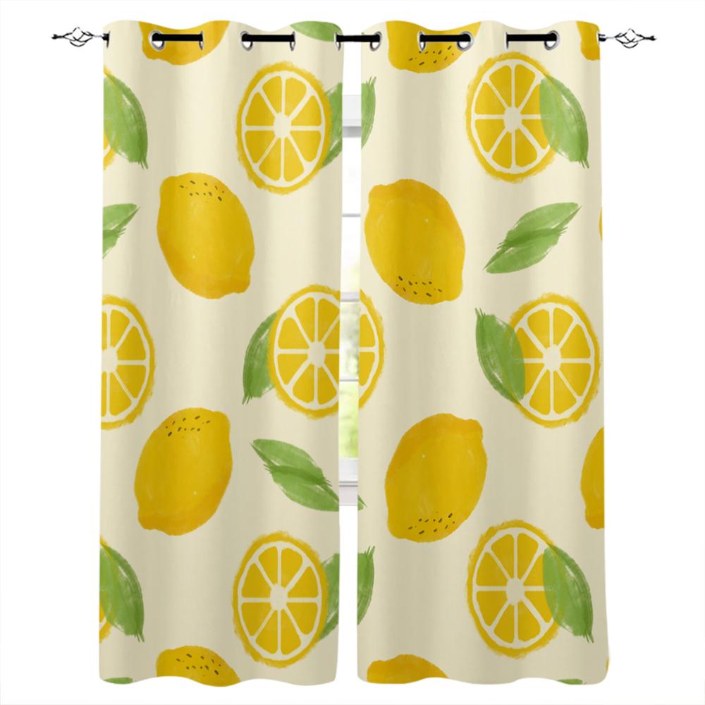 Small Fresh Summer Style Lemon Fruit Luxury Home Curtains Modern Home Supplies Living Room Bedroom Custom Curtains