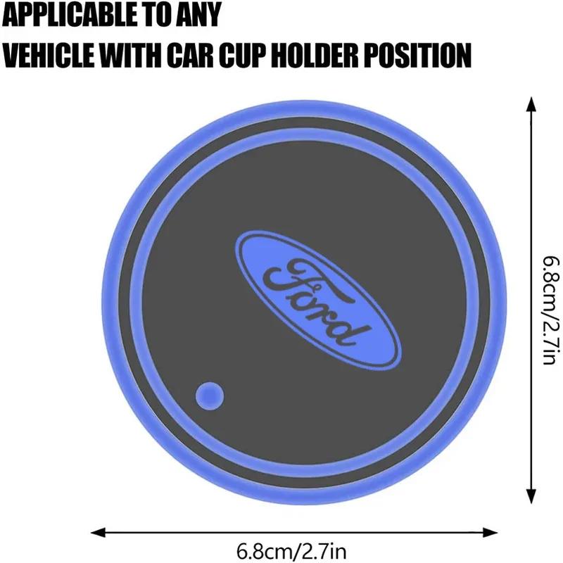 New 2026 Car Sticker For Ford Mondeo Focus Raptor Edge Explorer Ranger Fiesta Kuga ST 7 Color LED Car Cup Holder Light Luminous