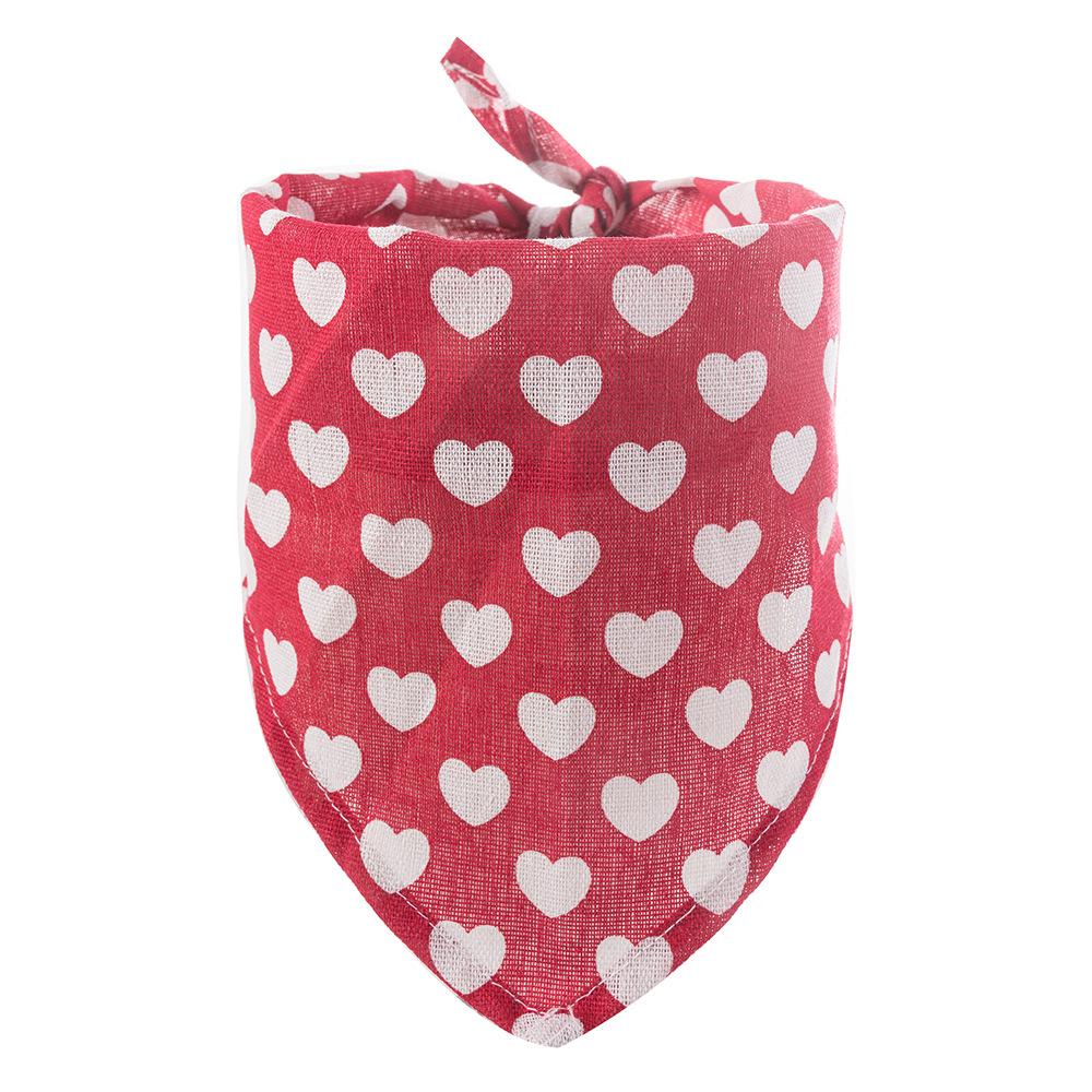 Cross-Border Cat & Dog Scarf: Triangle Peach Heart Design, Cotton Linen Fabric