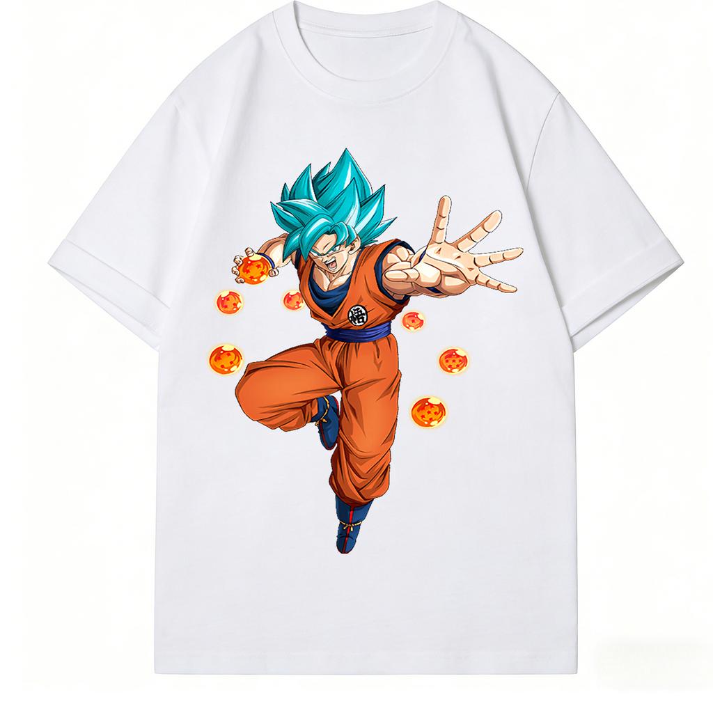 Dragon Ball Super Son Goku Super Saiyan Blue TShirt Anime Graphic Print Crew Neck Pure Cotton High Street Tops For Men Women