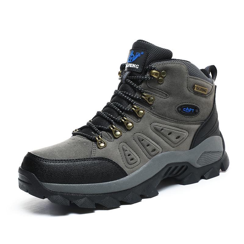 

High Top Couple Outdoor Hiking Mountaineering Shoes Fashionable Casual Warm Thick Soled Non Slip Single Men s Large Size 41 темно-сірий
