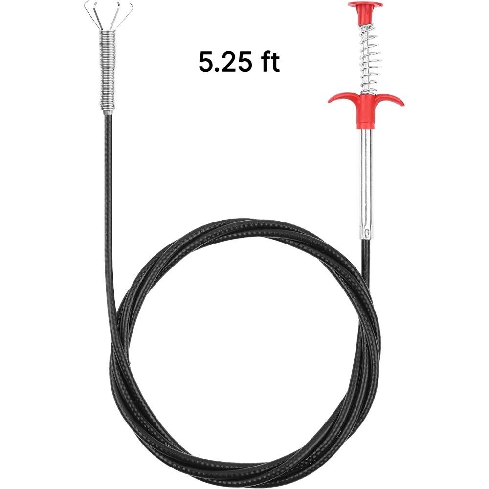 Drain Snake Auger with 4 Claw Grabber Flexible Sink Unclogger Tool Manual Pipe Cleaner for Kitchen Bathroom Floor Drain Hair Clog Removal 5.25 ft