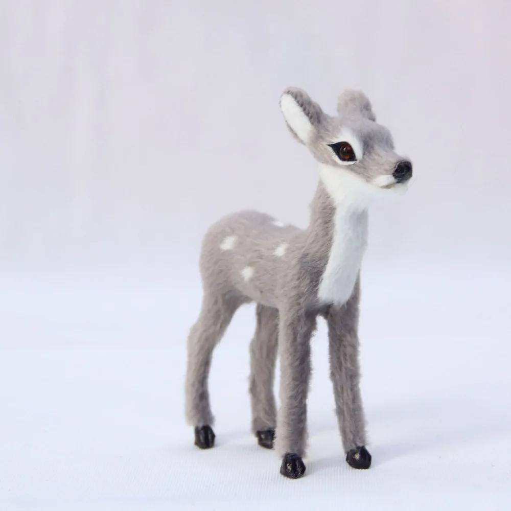 Cute Artificial Fur PVC Imitation Sika Deer Grey Brown Mini Style Artificial Deer Reindeer Animal Model Figurine Home Decor