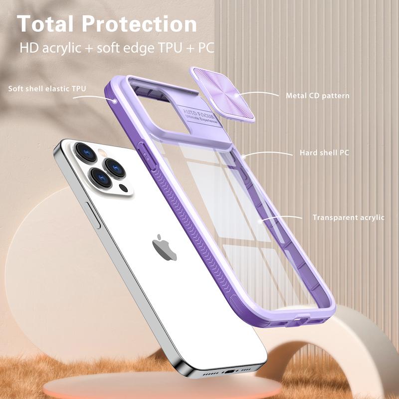 Luxury Slide Camera Lens Protection Case For iPhone 15 14 13 12 11 Pro Max X XS XR 7 8 Plus SE3 Bumper Shockproof Clear Cover