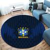 Brazil National Football Team Round Area Rug,Carpet Rug for Living Room Bedroom Sofa Playroom Decor,Non-slip Floor Mat