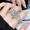Niche Light Luxury Irregular Micro-Inlaid Circle Zircon Ring Luxury High-End Female Gypsy Star Snowflake Ring
