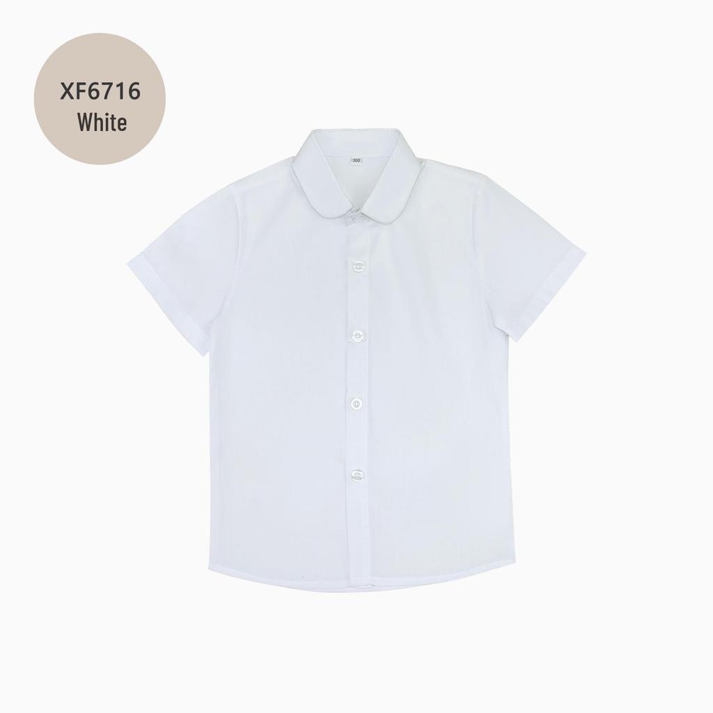 Kids' Summer White Collared Short-Sleeve Shirt - Primary School Uniform
