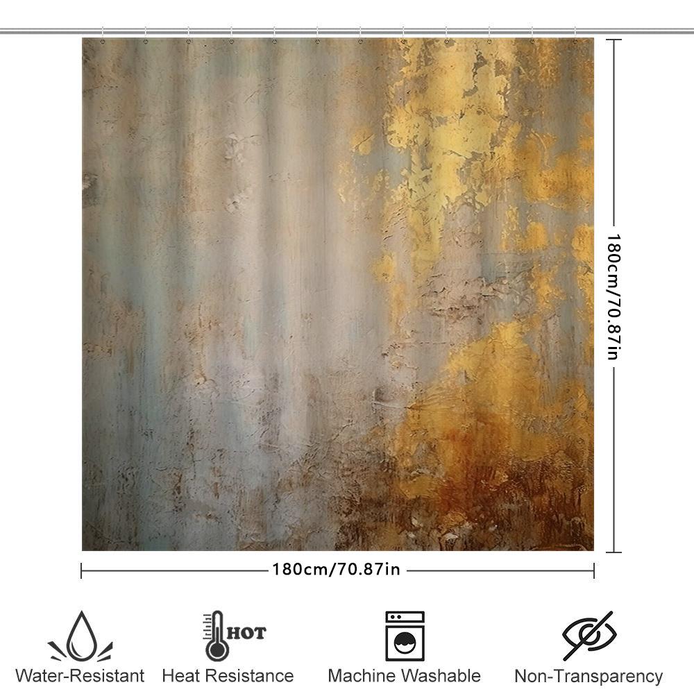 Modern Bathroom Decor Shower Curtain Cream Gold Metallic Texture Waterproof Bath Liner for Home Decoration Privacy Protection (1