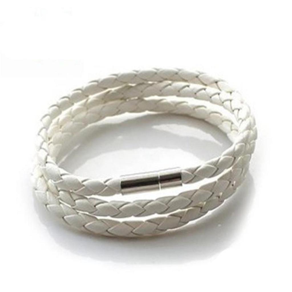 INS New Genuine Leather Cord Necklace Twist Chain Stainless