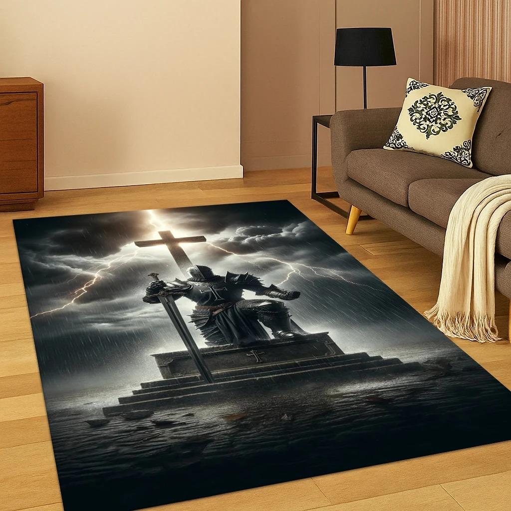 Crusaders Templar Black Knight Carpet Rug Mat for Home Bedroom Living Room Sofa Doormat Kitchen Decor Living Room Decoration