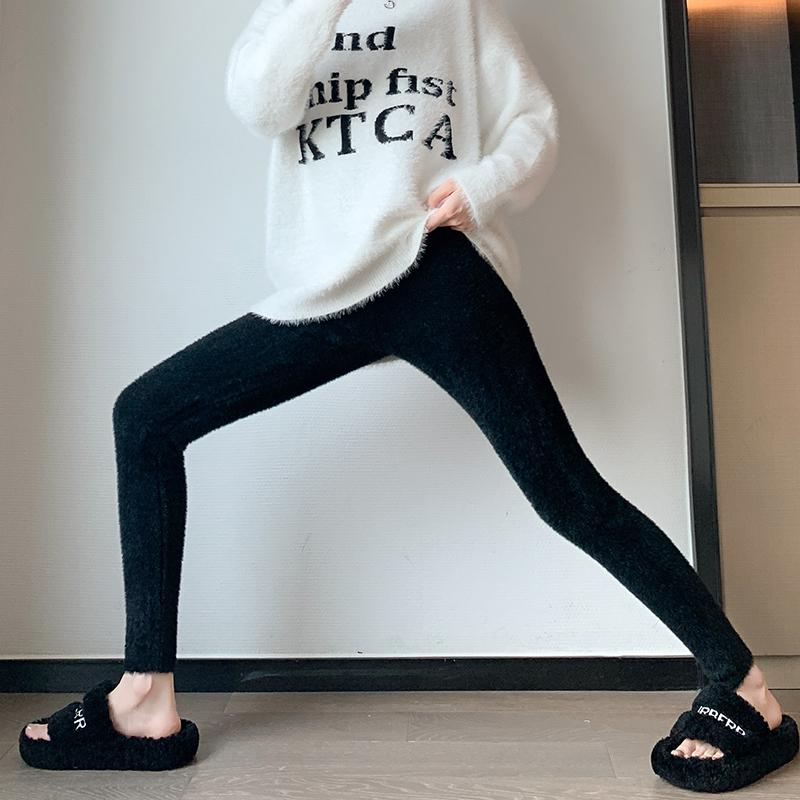 

Women s Black High-Waist Slimming Mink Fleece Leggings for Spring & Summer XL чорний