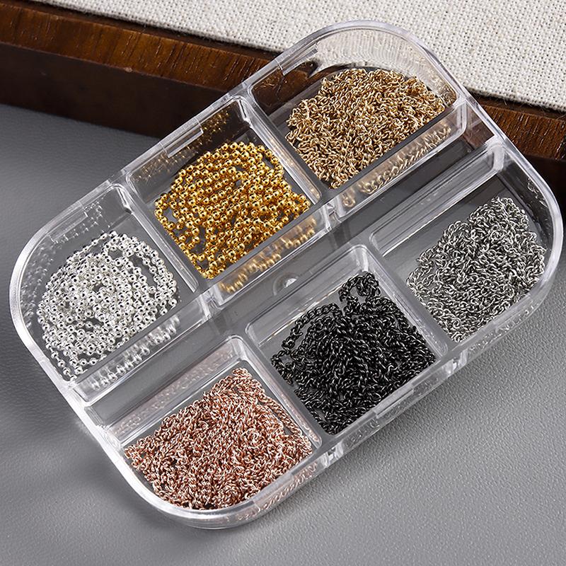 1 Box Metal Chain Nail Art Charms Multi-Shape Golden Silvery Rose Gold Black Nails Chain Diy Nail Supplies Manicure Accessories