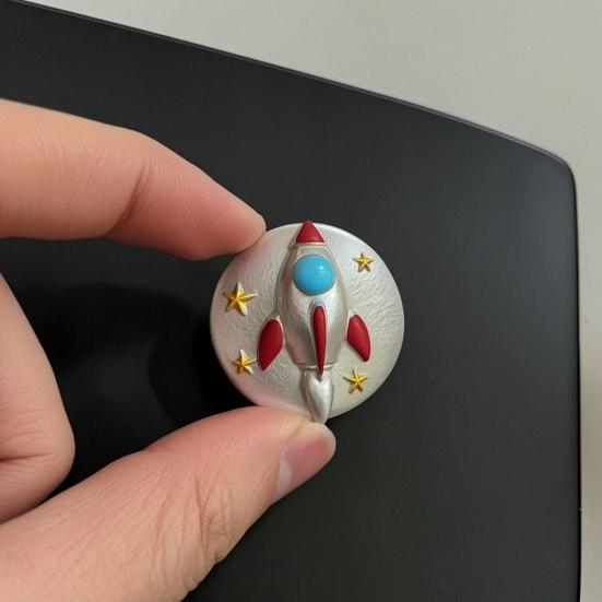 Space Themed Decoration Cartoon Astronaut Resin Refrigerator Magnet, 3D Flying Saucer Fridge Magnet Theme for Kitchen Office Whiteboard Cabinet