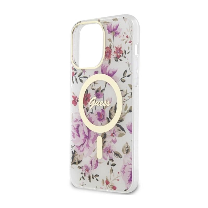 Guess Flower Magsafe - Etui Iphone 14 Pro (Przezroczysty)