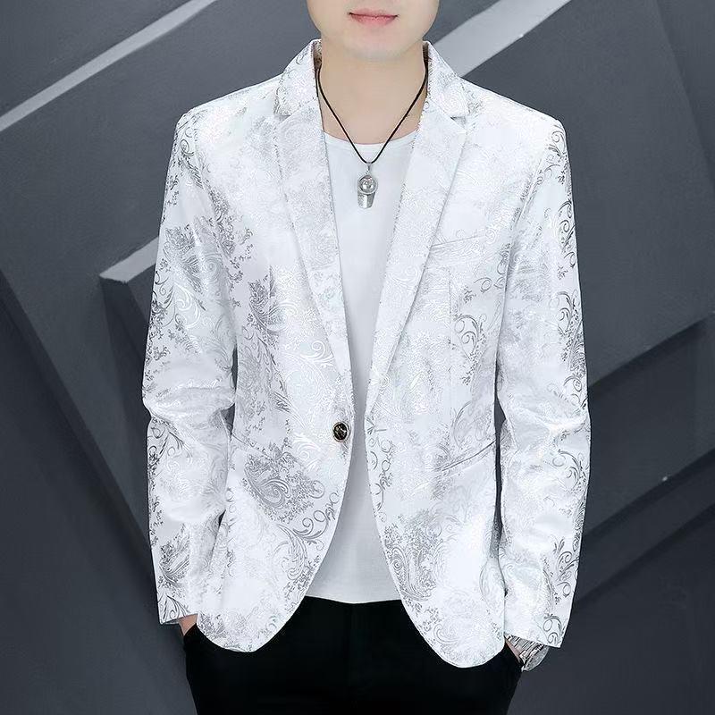 

Korean Style Men s Slim Fit Autumn/Winter Single-Breasted Suit Coat L for 96-110 lbs