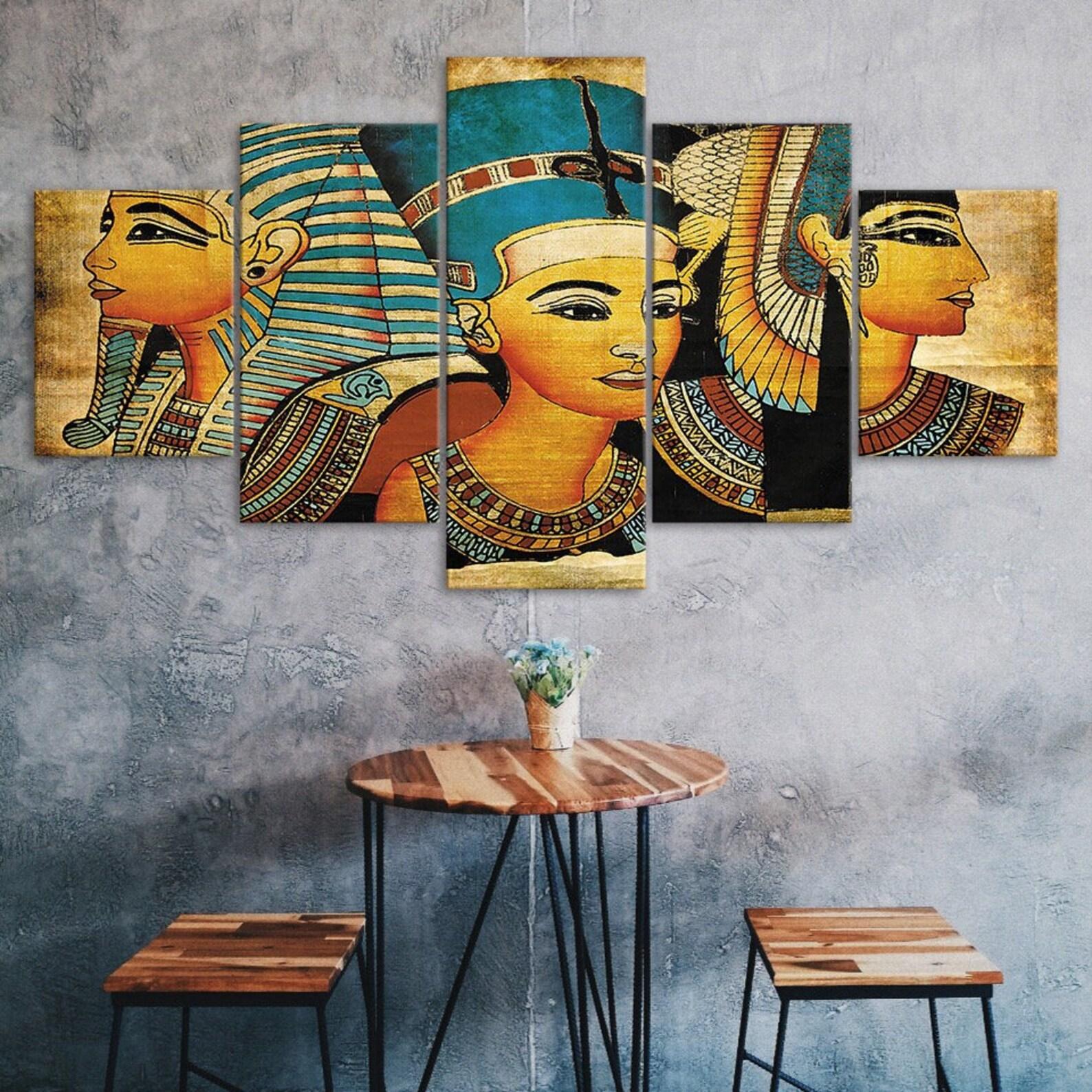 

Ancient Egyptian Pharaoh 5 Piece Five Panel Wall Canvas Print Modern Art Poster Picture Home Decor Gift For Him For Her 20x35 20x45 20x55cm