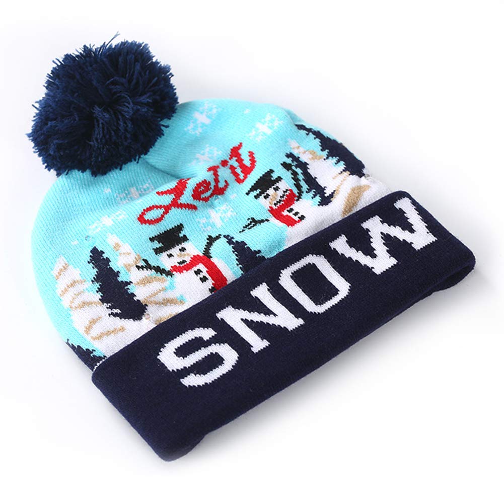 LED Knitted Christmas Hat Glowing Woolen Cap Colorful