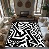 Tuniu Black White Geometric Zigzag Area Rug Non-Slip Home Floor Carpet Mat Room Decor
