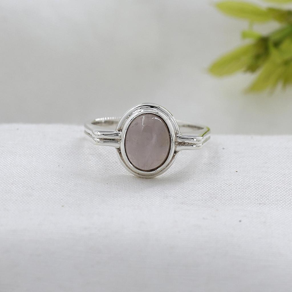 Rose Quartz Silver Ring, Pure 925 Sterling Silver Handmade Jewelry, Silver Jewelry, Unisex Ring Ar8945