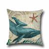High-quality Linen Marine Animal Pillow Cushion Cover With Timeless Sea Creature Art
