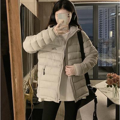 Autumn and Winter Lightweight Hooded Down Cotton Jacket for Women, Slim and Warm, Thick Cotton Jacket