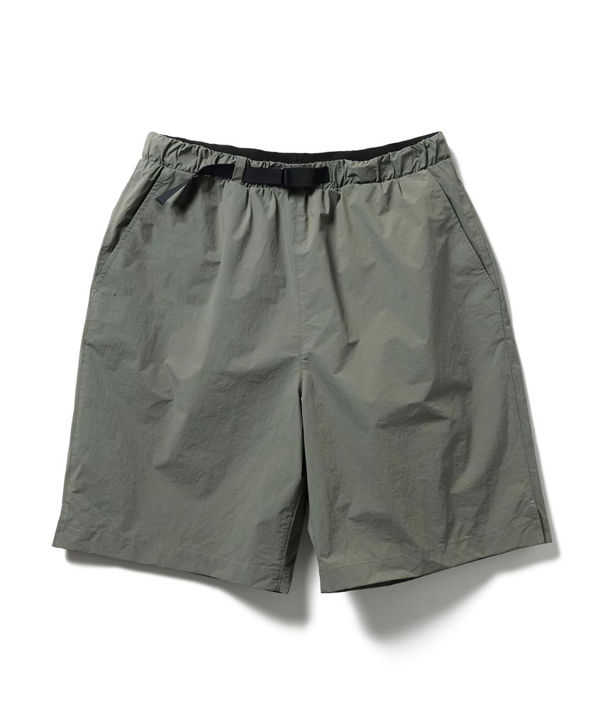 Snow Peak Nylon Tussah 2-Way Shorts, size L, Light Olive, PA-25SU007, perfect for festivals, camping, and outdoor activities.