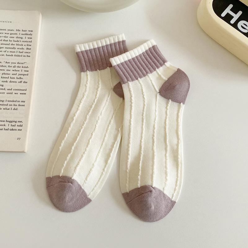 

Весенне-летние носки для женщин Дышащие и влагоотводящие хлопковые носки в фиолетовых тонах для женщин Короткие носки до икры Низкие носки-лодочки для женщин 5 Pairs