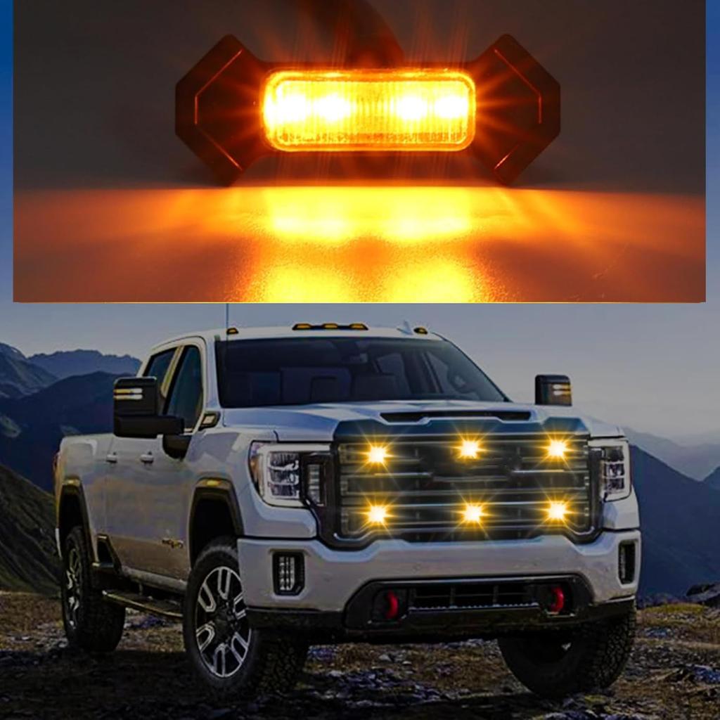 Biqing LED Grille Light Bumper Grille Auto Front Bumper Cover Lamp Amber LED Light Assembly for 2016 2017 2018 2019 2020 2021 Lamps, 4-Piece