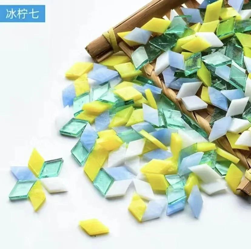 100g Clear Glass Mosaic Tiles Multi Color Mosaic Piece DIY Mosaic Making Stones for Craft Hobby Arts Home Wall Decoration Arte