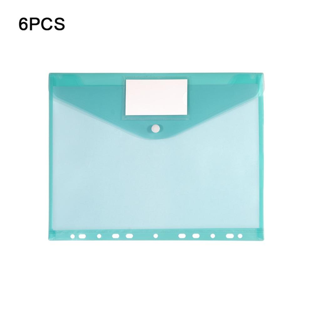 6pcs Colorful Plastic Binder Folders A4 Clear Punched Pockets Snap Closure 11 Holes Label Loose-Leaf School