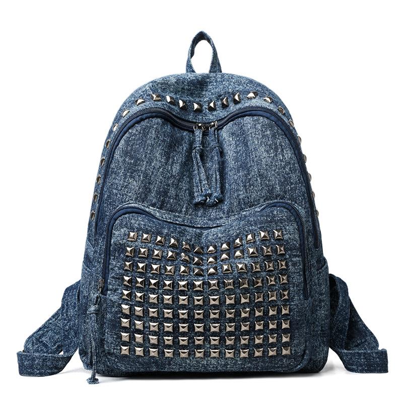 Mochila com Rebites Mochila Punk de Brim