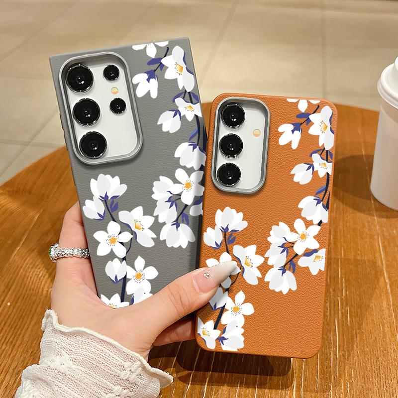 S25 Ultra Case Magnolia White Flower Cover For Samsung Galaxy S25 Ultra Capa S24 Ultra S22 Ultra S23 Plus S21 FE S20 5G Capa