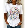 Mode Damen Retro Kreatives Tier Muster Print T-Shirt Lustig Lässig Rundhals Kurzarm T-Shirt Sommer Damen T-Shirt