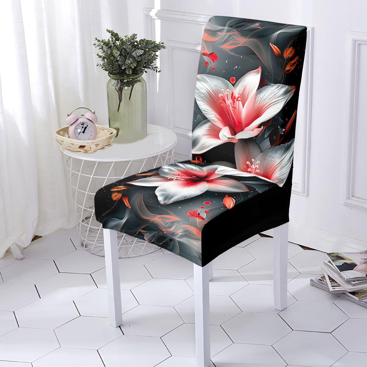 

All Seasons Stretch Milk Silk Chair Cover Elastic Printed Full Wrap Chair Protector Universal Fit Hotel Dining Chair Covers 1PC