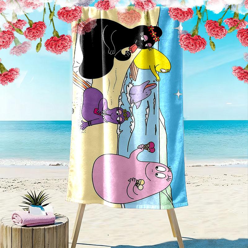 The Barbapapa Family Print Beach Towel, Large Soft Quick Dry Towel for Beach Camping Swimming