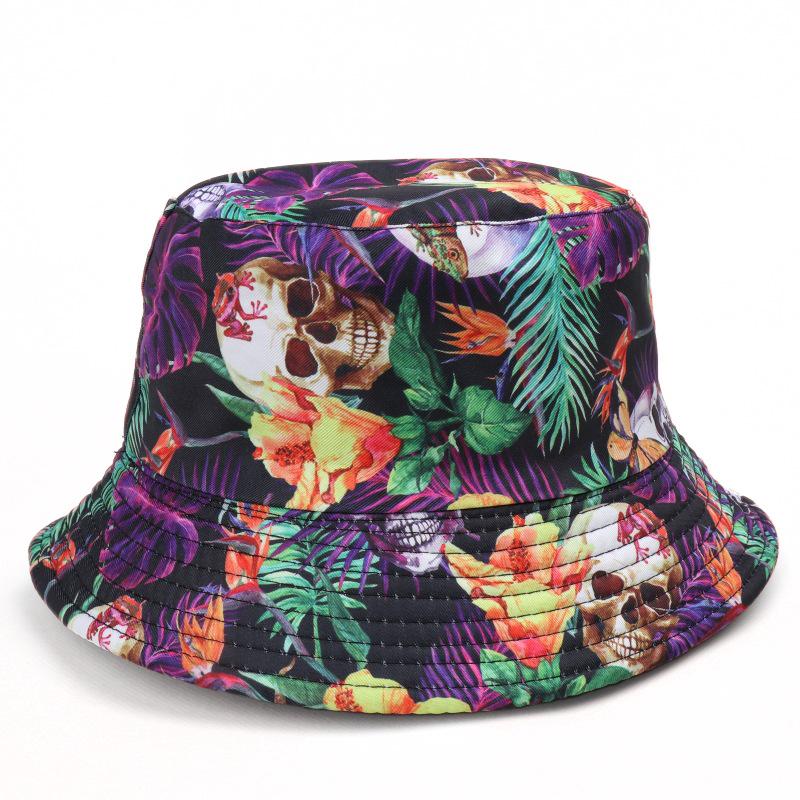 American Skull Reversible Bucket Hat: Hip Hop Street Dance Halloween Sun Protection Hat