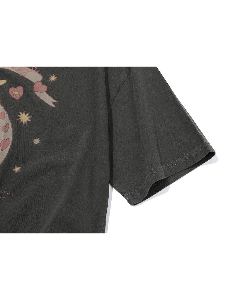 CPGN STUDIO Cat'S Ribbon Pigment Short Sleeve T-Shirt Smoke Black