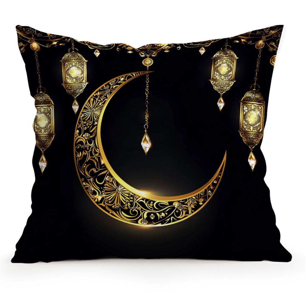 Golden Crescent During Ramadan Pillowcase Bedroom Sofa Cushion Cover 100% Polyester Living Room Cushion Pillowcase Home Decor