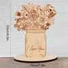 2Pcs New Wooden Crafts Decoration Flowers Mother's Day Wooden Flower Card Festival Birthday Greetings Gift