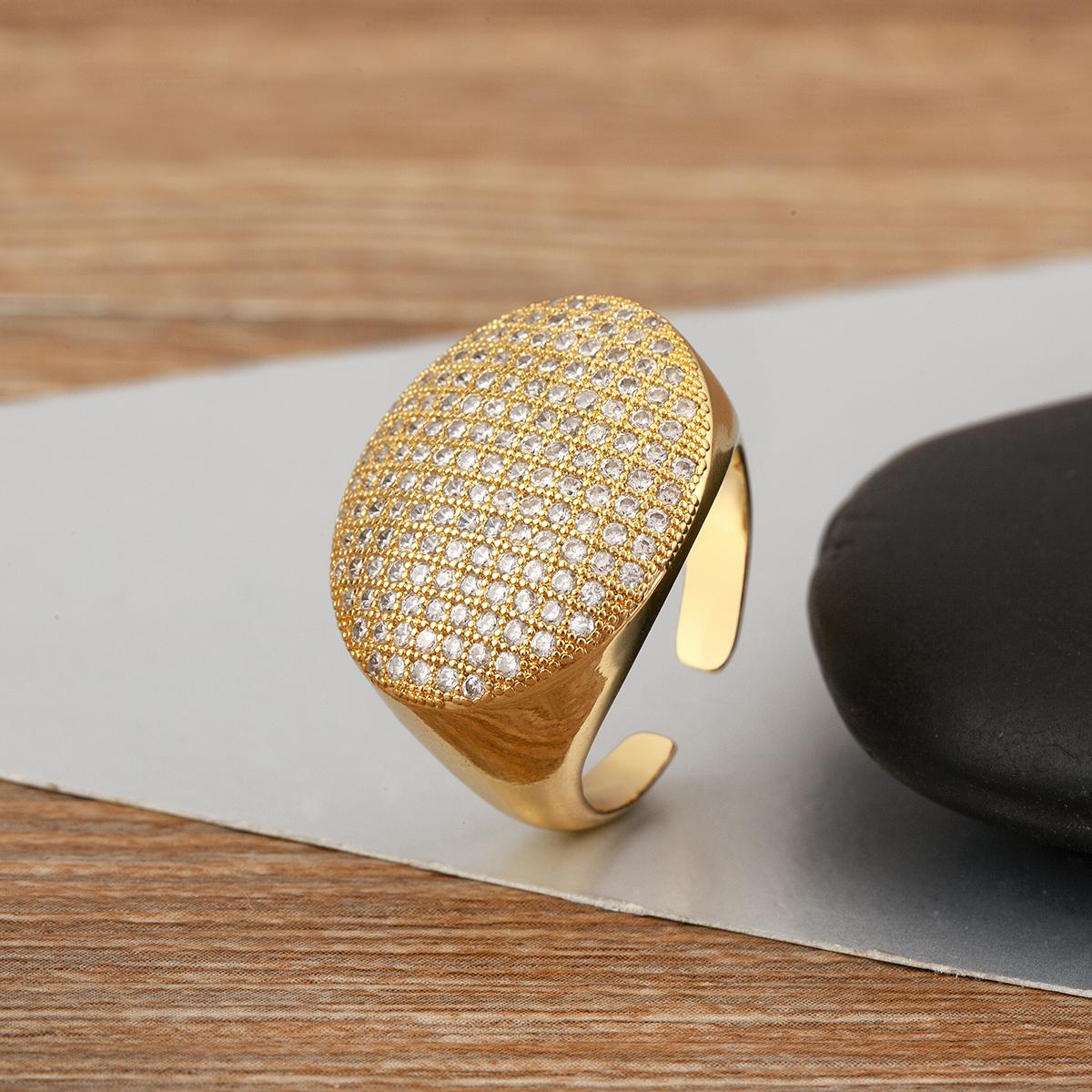

Nidin High Quality Punk Style Full Shiny Crystal Zircon Open Rings Adjustable For Women Men Irregular Geometric Finger Jewelry resizable