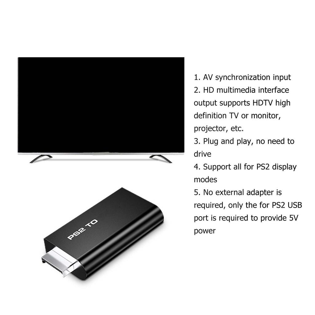 For PS2 To HD Multimedia Interface Converter 1080P Plug and Play for PS2 Converter Adapter for HD