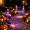 Standing Skeleton Stakes for Garden Solar Yard Stake Light, Halloween Glowing Skull Decor Waterproof with Cloak, Outdoor Lawn Lamp Haunted House Party