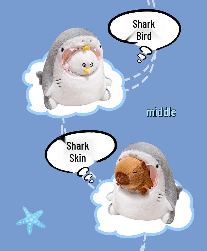 Cute Shark Transformation Plush Figurines - Net Celebrity Series Animal Dolls, Perfect for Qixi Birthday Gifts