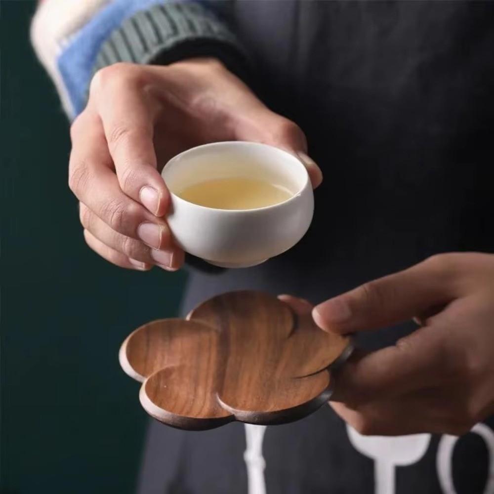 Flower Shape Cup Mat Heat Resistant Tea Cup Pad New Wooden Coaster  Home Decor