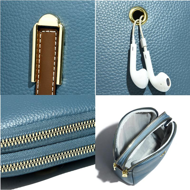 2022 Fashion Real Cowhide Girls Purse Phone Pouch Genuine Leather Shoulder Bags Woman Minimalist Solid Color Mini Crossbody Bag