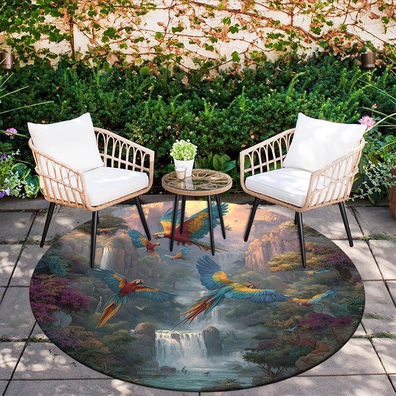 Parrot Theme Pattern Round rug,Carpet Rug for Living Room Bedroom Playroom ,Non-slip Floor Mat,Holiday Gifts and Birthday Gifts.