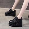 Scarpe con plateau da donna nere grandi zeppe sneakers con tacco alto da 10 cm con lacci alla moda scarpe con tacco gotico per donna punk tennis