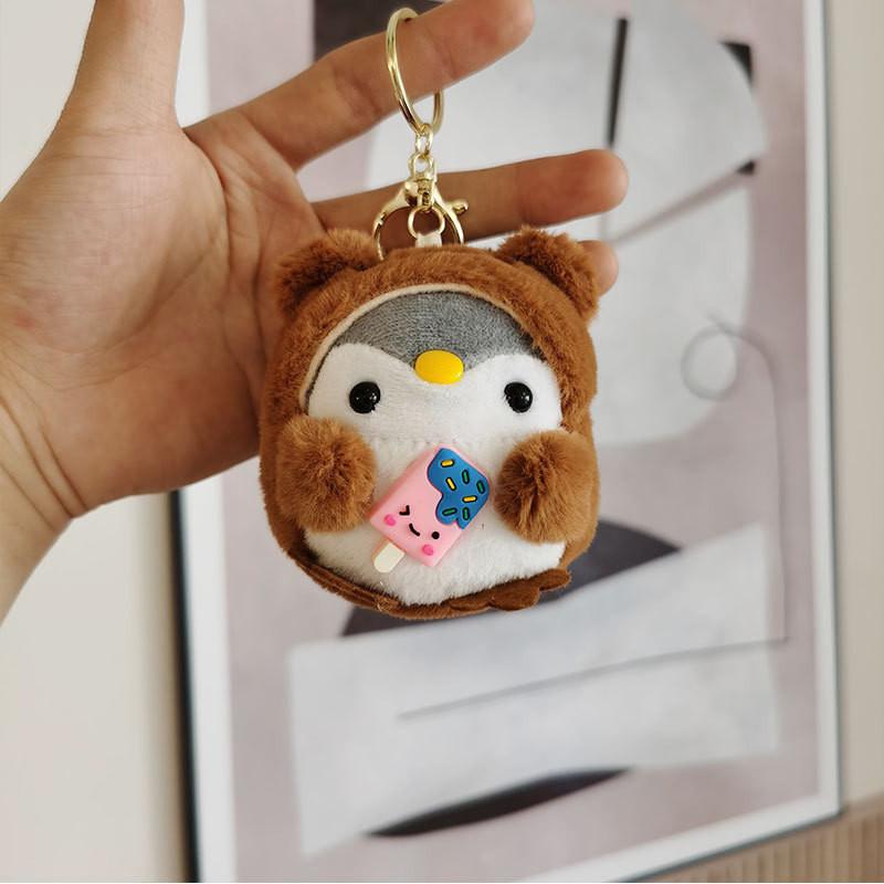 Adorable Penguin Plush Keychain Ice Cream Lollipop Style Bag Charm Stuffed Toy
