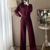 2025 Women's Casual Sports Commuting Suit – Autumn/Winter Sweatshirt & Wide-Leg Pants Fashion Two-Piece Set